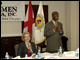 Secretary Spellings participates in a roundtable discussion at a 100 Black Men of America event in Montgomery, Alabama.