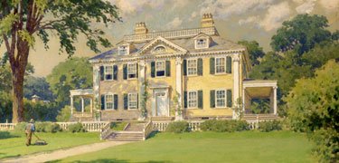 Watercolor of Longfellow House.