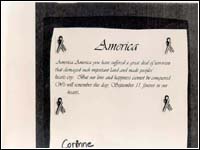 Thumbnail of child's letter in remembrance of the one-year anniversary of September 11. Click for larger view.