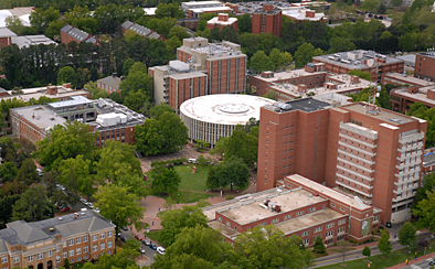 Aerial view of the NC State campus