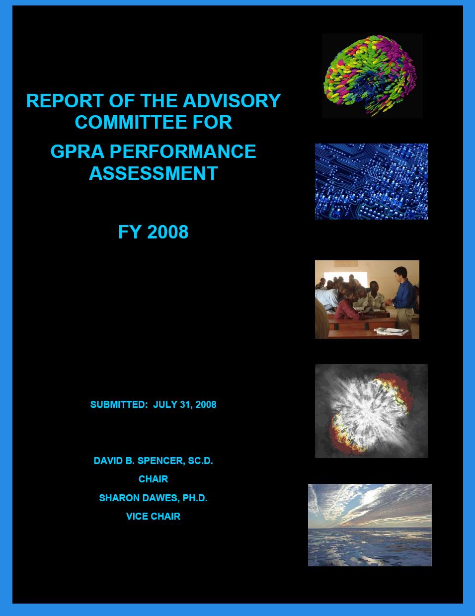 Cover image from the 2008 Advisory Committee for Government Performance Assessment Report