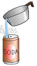 Pour hot water into the soda can