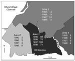 Figure 4. Incidence of laboratory-confirmed bubonic plague cases according to the patients' place of residence, in Mahajanga, Madagascar.