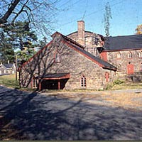 19th c. red sandstone furnace building