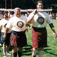 "Heavy" athletes prepare to compete in caber toss