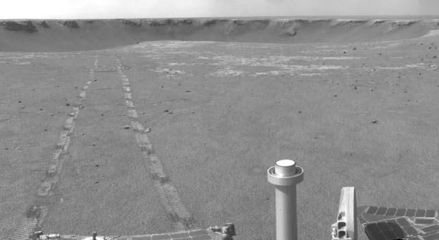 Opportunity and a distant Victoria Crater