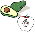 avocados and apples