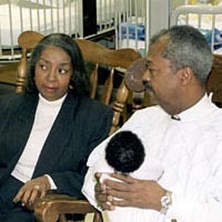 Ms. Barbara Tapp-Webb, Director of Volunteer Services, and Congressman Donald M. Payne (NJ-10), in Boarder Baby Nursery.