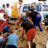 Kids' Coin Scramble in the sand, 1999