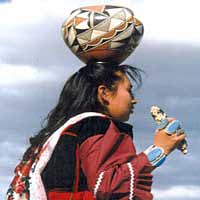 Zuni Olla maiden from New Mexico in traditional clothing at Native American Arts Festival, 1998