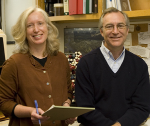 Hamilton, right, is shown with the study’s lead author a colleague in the Department of Pharmacology and Toxicology at Dartmouth College Medical School, Jennifer Davey.