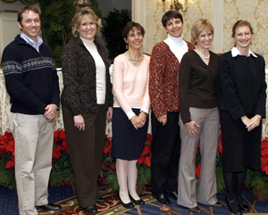When the meeting concluded, the “heavy lifters” posed for the camera. Shown left to right, the event organizers are contract audiovisual specialist Justine Crane of MDB, Ahlmark, Thompson, MDB Technical Writer Maureen Avakian, SBRP Program Analyst Beth Anderson and Program Administrator Heather Henry, Ph.D.