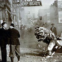 Lion Dancer, Chinese New Year, Portland, 1939