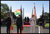 President George W. Bush delivers welcoming remarks to President John Agyekum Kufuor of Ghana, left, during a South Lawn Arrival Ceremony Monday, Sept. 15, 2008, on the South Lawn of the White House.