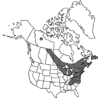 Map of the range of Cypripedium acaule in North America.