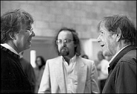 Image: Roger Reynolds with Brian Ferneyhough and John Cage in Warren Studio A, UCSD