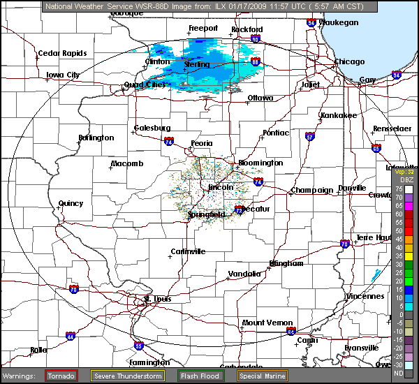 Click for latest Base Reflectivity radar image from the Central Illinois, IL radar and current weather warnings