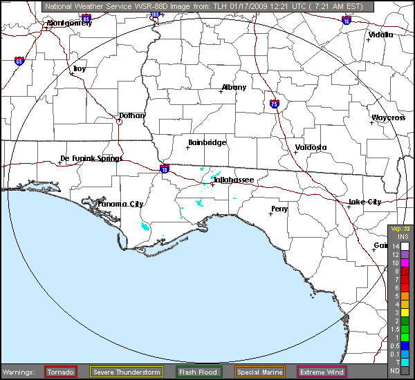 Click for latest Storm Total Precipitation radar image from the Tallahassee, FL radar and current weather warnings