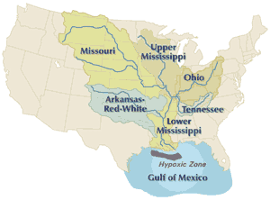 Map of the Mississippi River subbasins