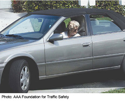 Parking aids can help drivers like this woman who is backing up her vehicle. Although the aids do serve as a supplement to a driver's vision, research has shown that in many scenarios these systems are not effective in preventing pedestrian backovers. Photo: AAA Foundation for Traffic Safety.
