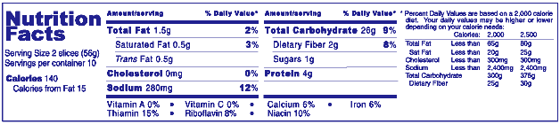  |Nutrition Facts label--tabular| 