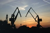Cranes hauling coal