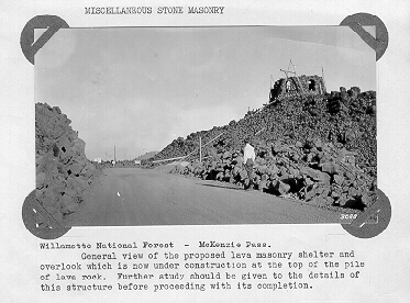 Old photo of Dee Wright Observatory construction