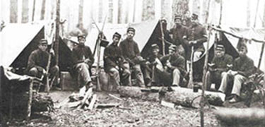 Union soldiers sitting in camp