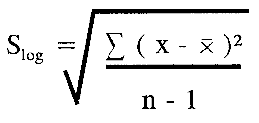 S log = Sqaure root of Sigma x minus x bar whole square divided by n minus 1