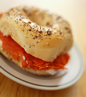 Photo: Bagel sandwich with salmon.