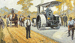 Sketch of early road paving process.