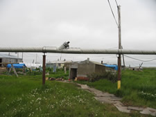 "Sewage pipe system that runs to the lagoon from the clinic (Alaska, Aug 2006)"