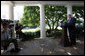 President George W. Bush addresses his remarks to reporters Friday, June 20, 2008 at the White House, thanking members of the House and Senate for their bipartisan cooperation in reaching agreement on war funding and intelligence gathering legislation. White House photo by Eric Draper