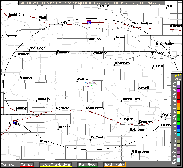 Click for latest Base Reflectivity radar image from the North Platte, NE radar and current weather warnings