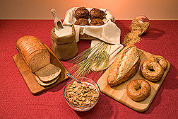 A display of several grain-based food products. Link to photo information