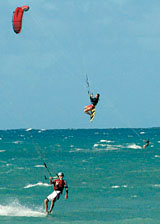 kitesurfing trio