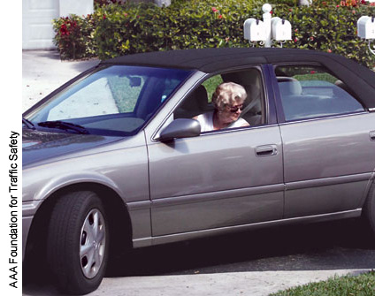 This older driver presumably checked her rearview mirror before backing out of her driveway. As people age, their peripheral vision and ability to shift focus from a near to a far object decline.