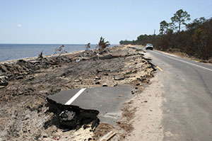 The storm surge from Hurricane Dennis in 2005 washed out this stretch of U.S. 98 along Florida's Panhandle coast.