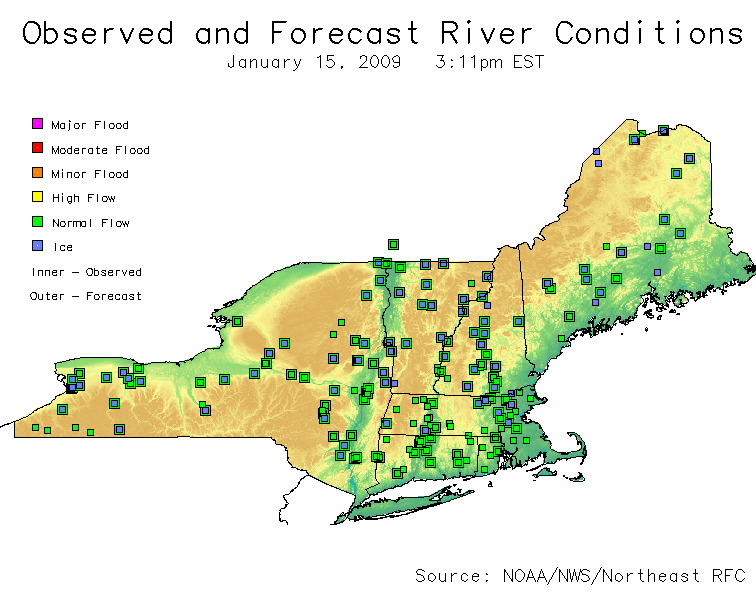 Forecast and Observed river conditions