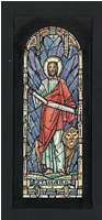 Design drawing for stained glass window for St. Mark's Episcopal Church in Washington, DC on Capitol Hill. Shows St. Mark with lion