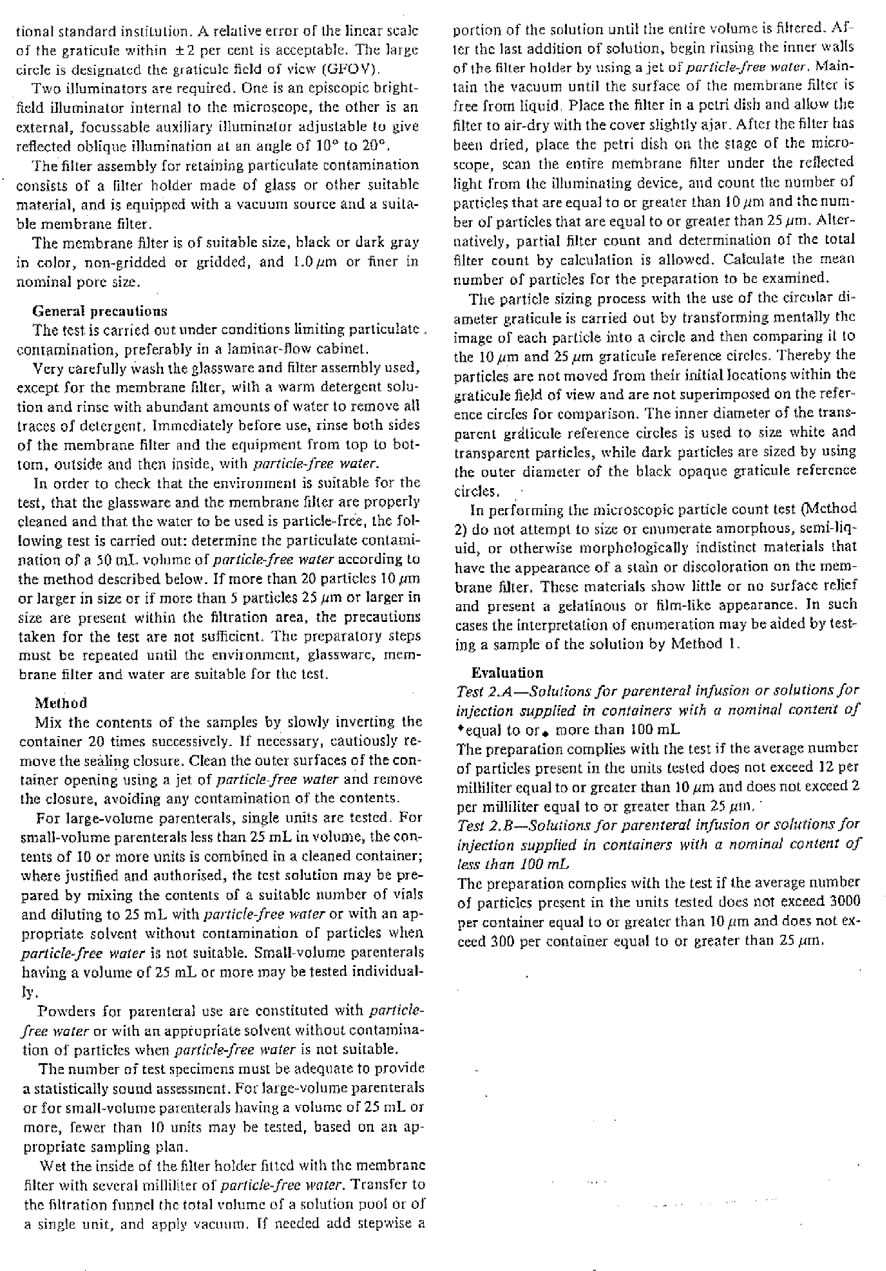 Insoluble Particulate Matter Test for Injections 3rd page