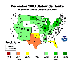 December statewide precipitation ranks.