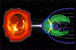 Artists rendition of the Sun-Earth Connection using a Yohkoh image