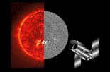 Solar-B satellite; SOHO/EIT Extreme Ultraviolet image; SOHO/MDI Magnetogram image