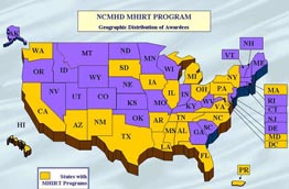 Map of the 22 states, District of Columbia and Puerto Rico with institutions currently participating in the Minority Health and Health Disparities International Research Training Program.