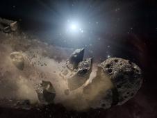 White dwarf surrounded by disintegrating asteroid