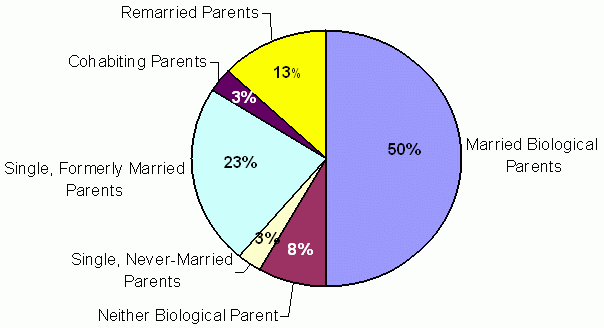 Figure 1. Family Composition of Teens Ages 15 to 18. See text for explanation of chart.