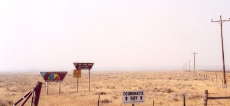 Signs of Dry Fork Road off U.S. 191, showing poor visibility on the 17th of July 2006