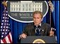 President George W. Bush conducts a press conference in the James S. Brady Briefing Room at the White House Monday, July 8.  