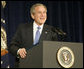 President George W. Bush addresses his remarks to an audience attending the National Newspaper Association Government Affairs Conference, Friday, March 10, 2006 at the Wyndham Washington Hotel.  White House photo by Eric Draper